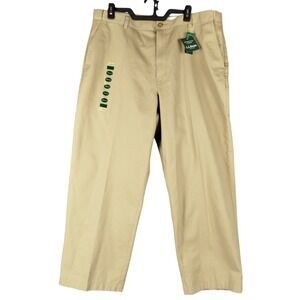 NWT LL Bean Wrinkle Free Double L Chino Pants Mens Size 38x28 Khaki Beige Tan